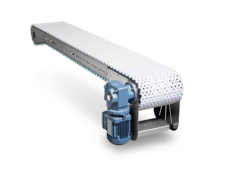 Example of one of our EMBS chain conveyors, typically open mat top systems.