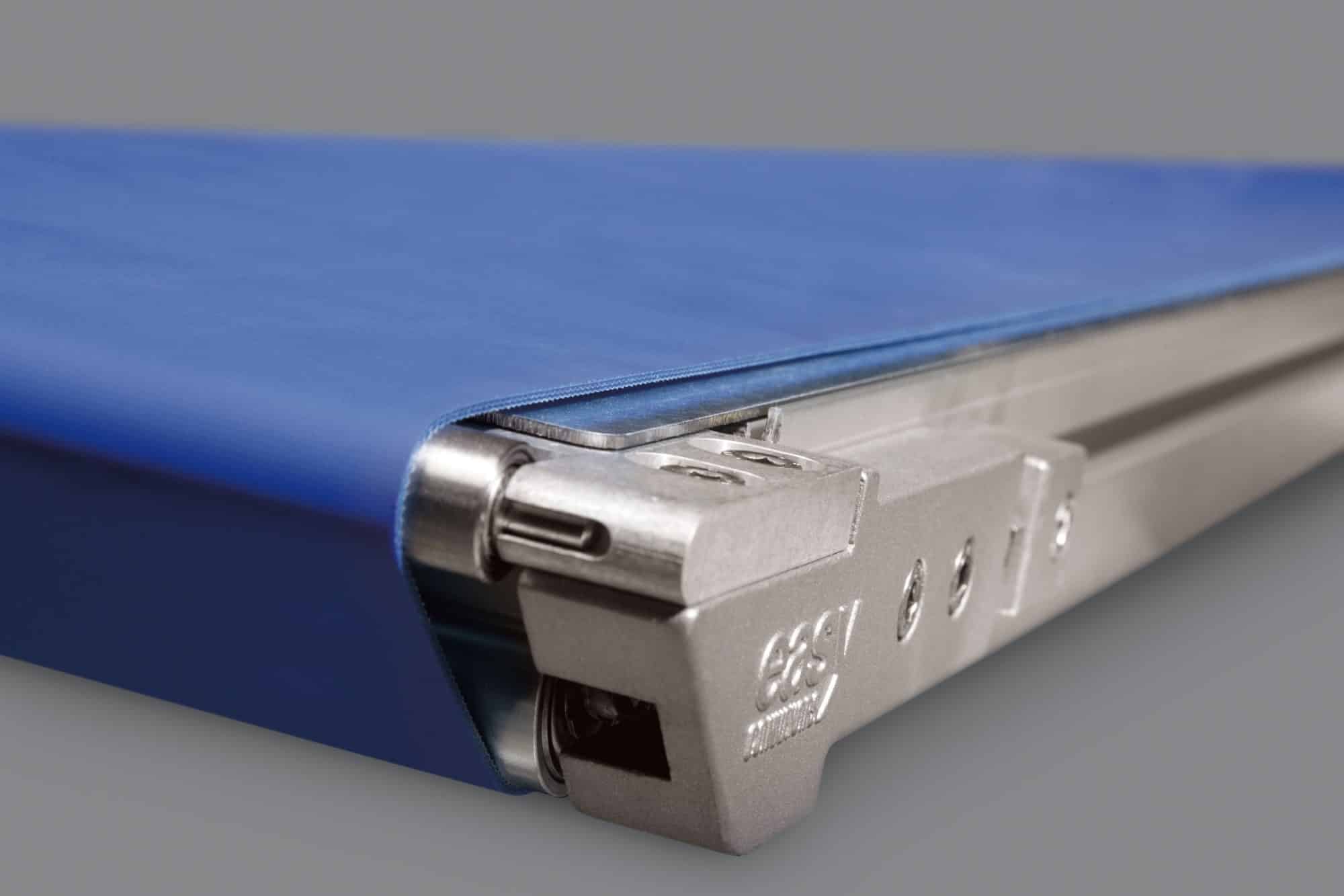 Detail of our flat conveyor belts, showing the ending of a module.