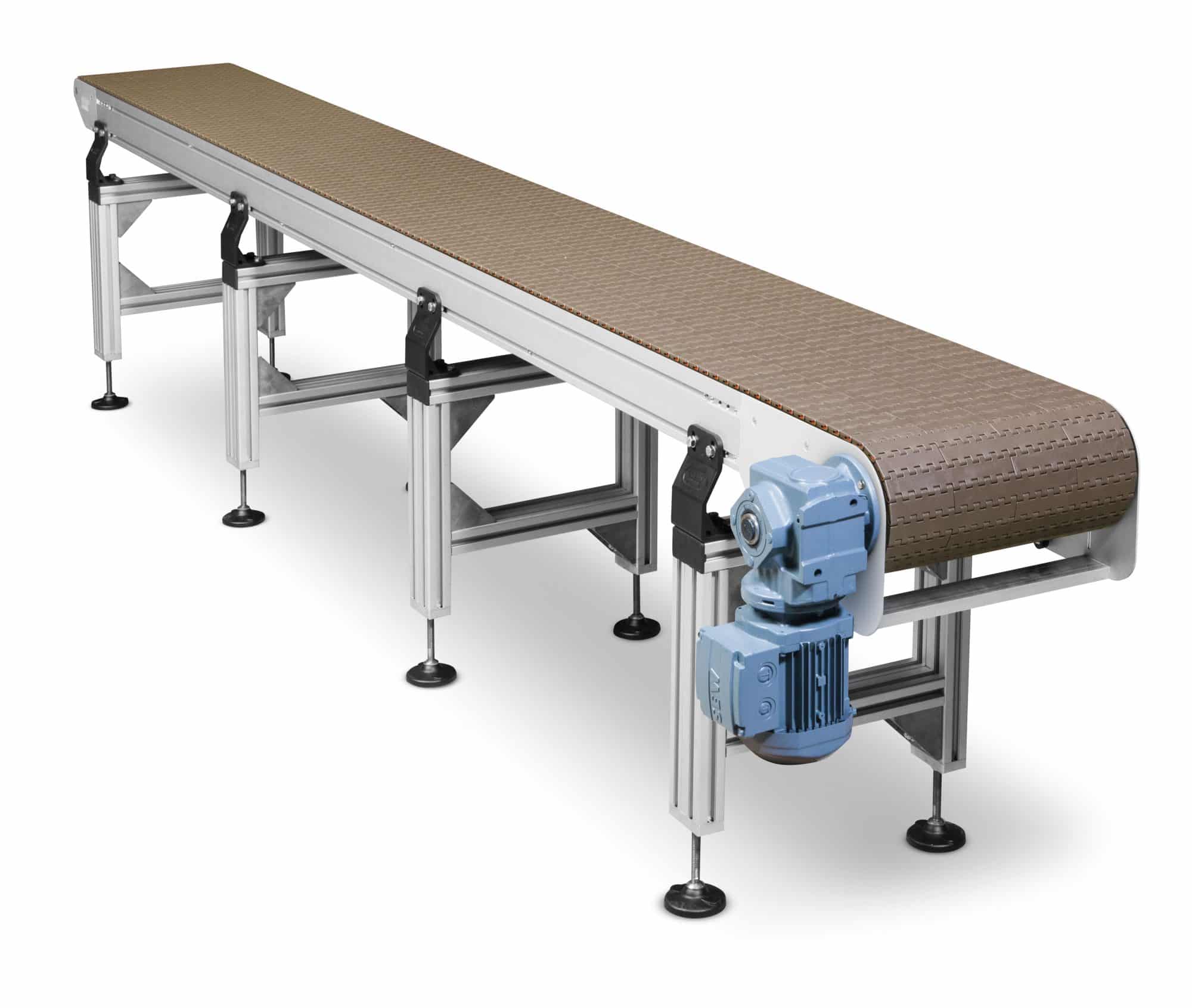 Global view of a EMCS chain conveyor. You can see on the photo that this system is electrically driven.